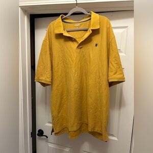 Izod Men's Mustard Polo Shirt with Blue Logo